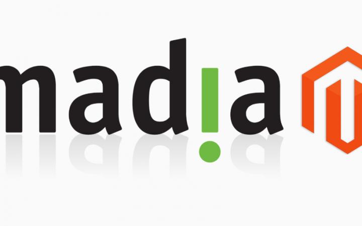 Madia logo en Magento logo