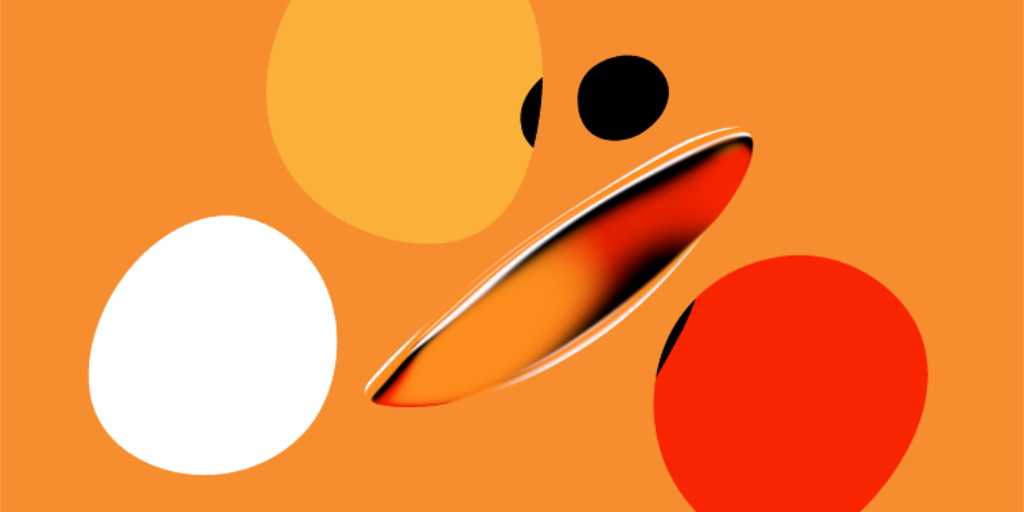 Magento 2.4 officiele visual met oranje vormen.