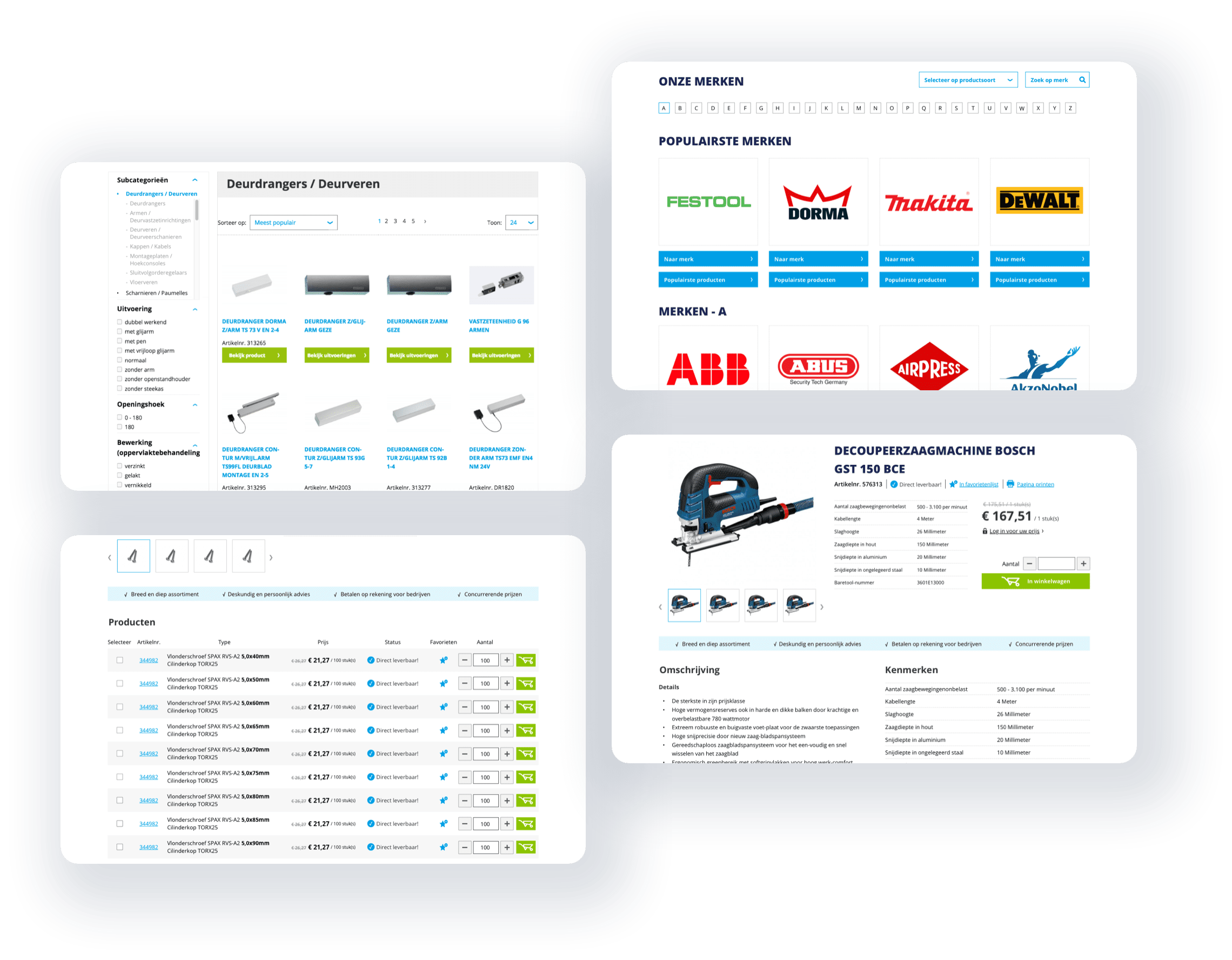 Screenshots van de webshop van burghouwt